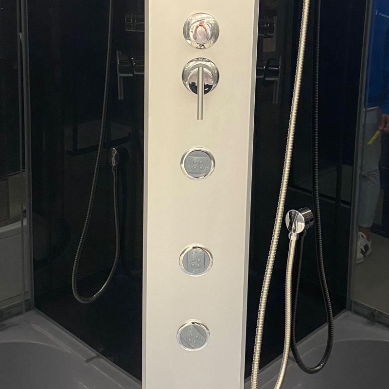 Halvrund Brusekabine med Hydromassage 80x80 cm Transparent Glas Satinaluminium