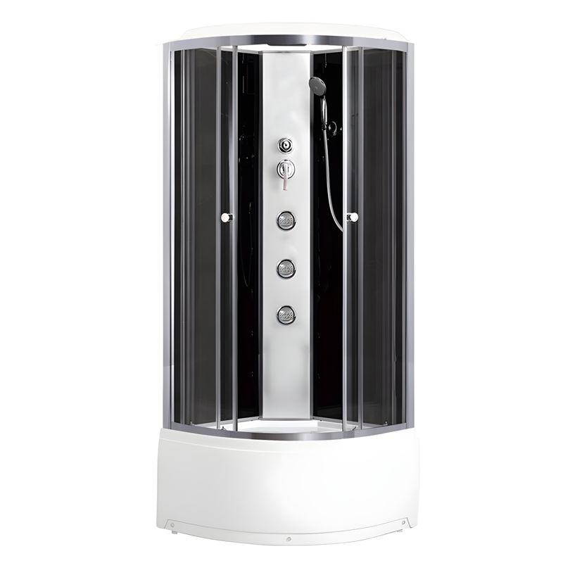 Halvrund Brusekabine med Hydromassage 90x90 cm Transparent Glas Satinaluminium