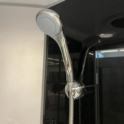 Halvrund Brusekabine med Hydromassage 90x90 cm Transparent Glas Satinaluminium