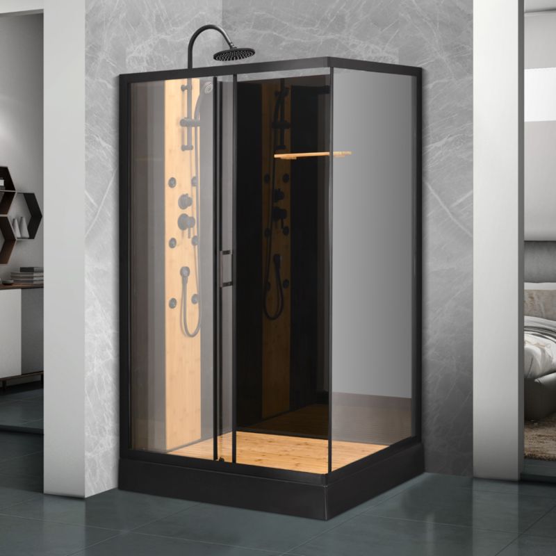 Kabinebruser med Hydromassage 80 x 120 cm Sort og Træ