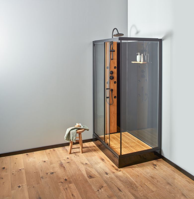 Kabinebruser med Hydromassage 80 x 120 cm Sort og Træ