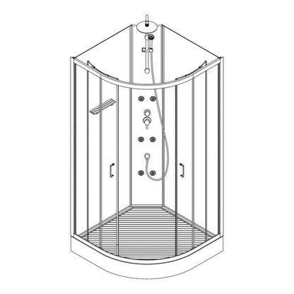 Hjørnebrusekabine 90x90 cm Hvid med Hydromassage