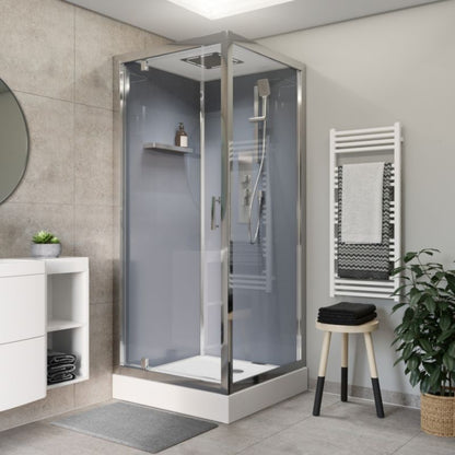 GoodHome Beloya firkantet brusekabine med hydromassage 90 cm krom