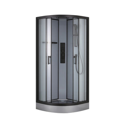 GoodHome Beloya 90 cm sort halvrund brusekabine med hydromassage