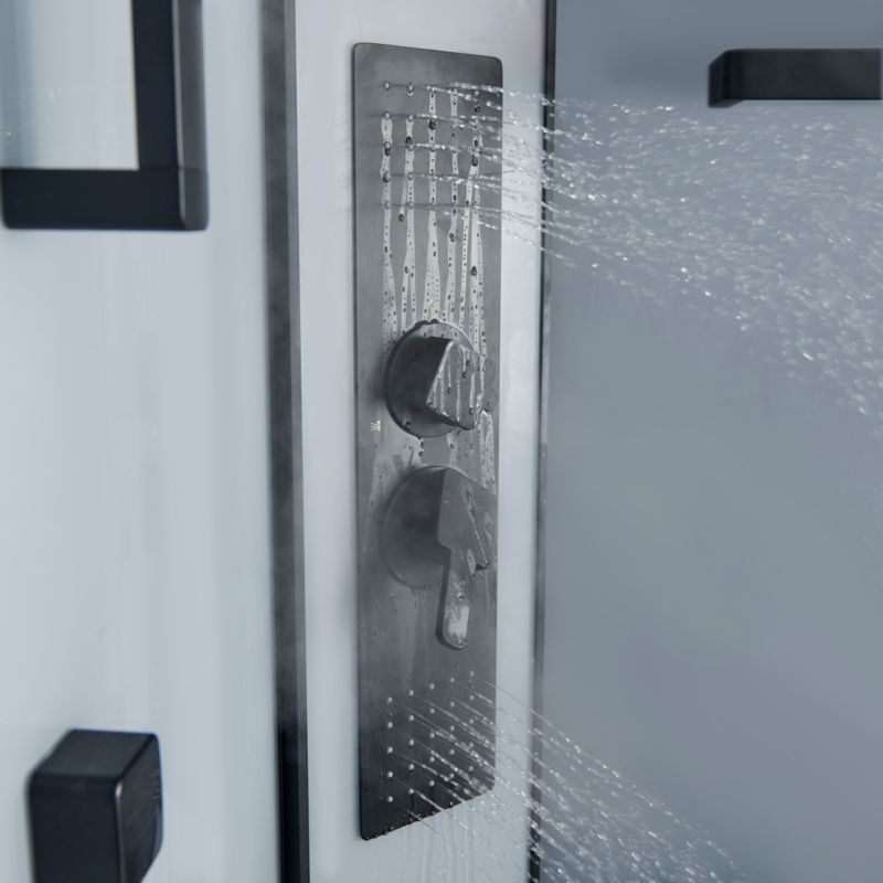 GoodHome Beloya 90 cm sort halvrund brusekabine med hydromassage