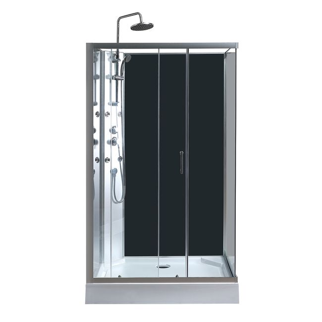 Hydromassage Brusekabine 80 x 120 cm Asymmetrisk Lav Bundkar Sølv