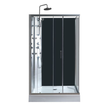 Hydromassage Brusekabine 80 x 120 cm Asymmetrisk Lav Bundkar Sølv