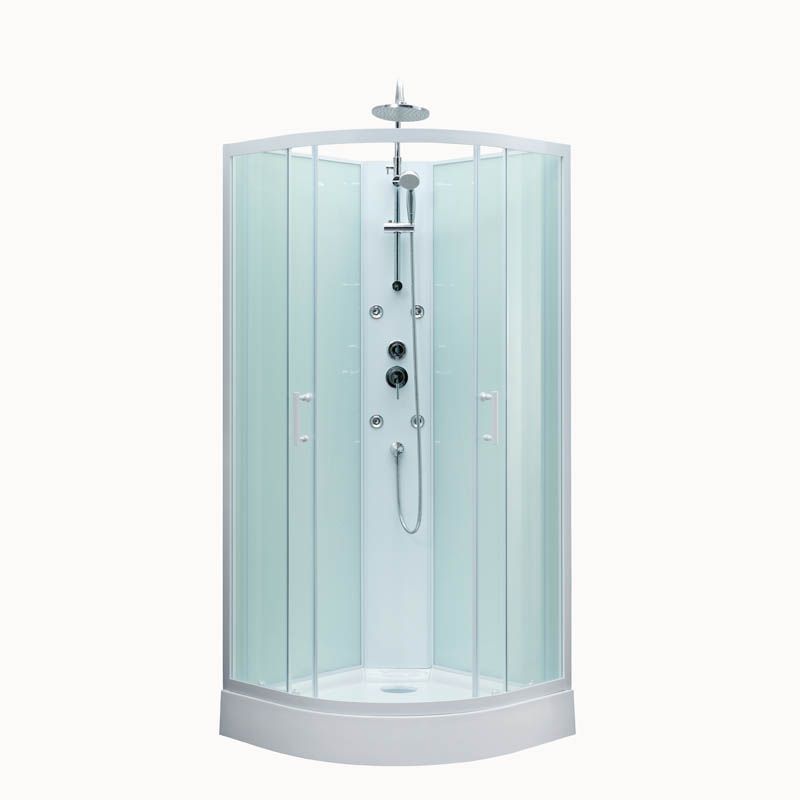 Onega hydromassage brusekabine 85 cm halvrund med lav brusebund i hvid