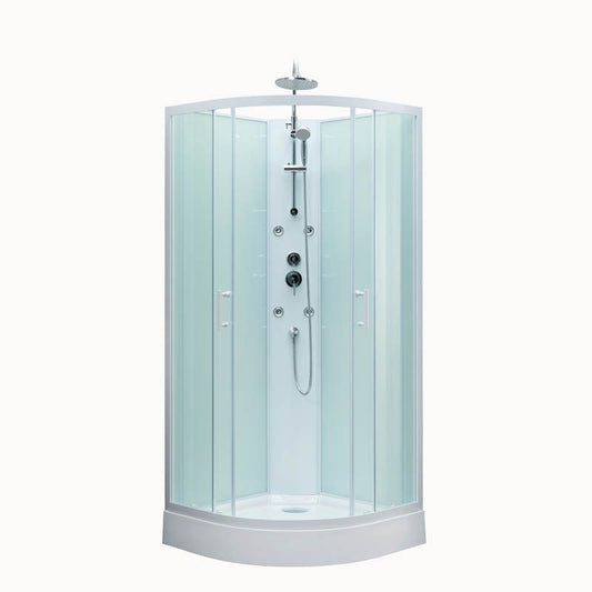 Onega hydromassage brusekabine 85 cm halvrund med lav brusebund i hvid