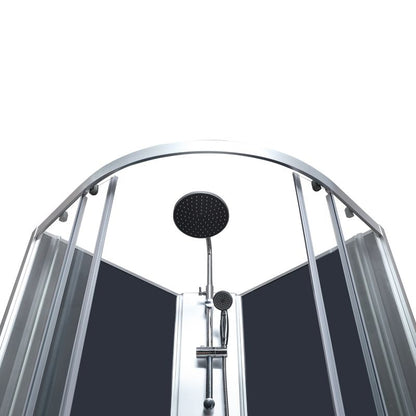 Onega 85 cm halvrund brusekabine med hydromassage og lav brusebund