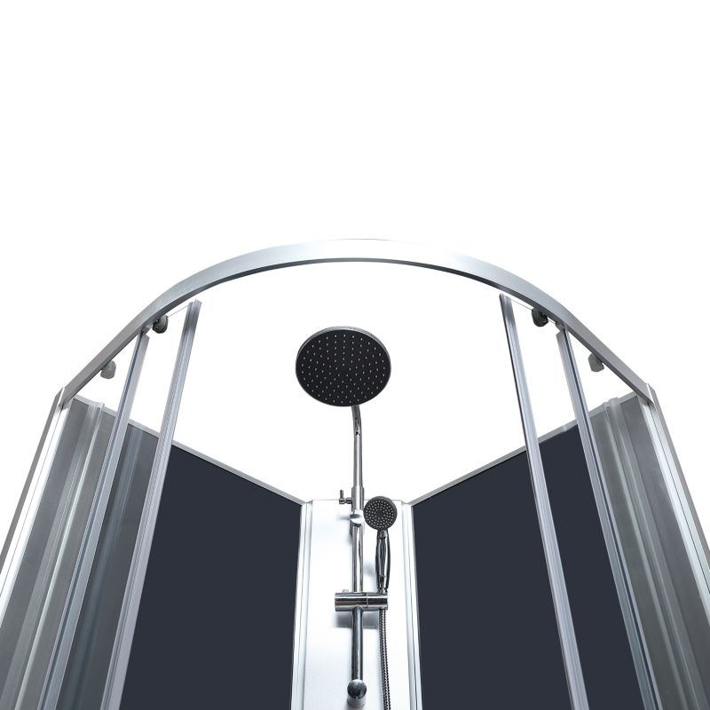 Halvrund Brusekabine med Hydromassage 85 cm Lav Bundkar