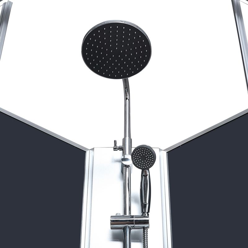 Halvrund Brusekabine med Hydromassage 85 cm Lav Bundkar