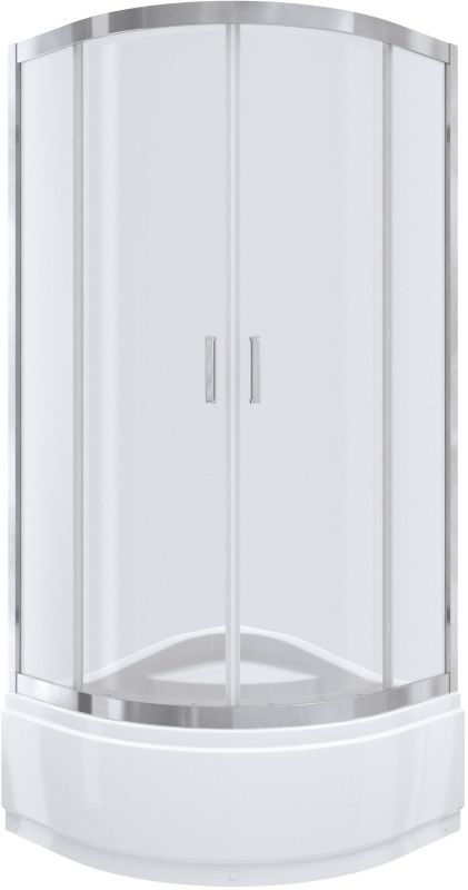 Halvrund Brusekabine med Høj Bundkar 90 cm Transparent/Chrom