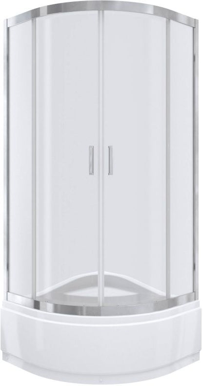 Halvrund Brusekabine med Høj Bundkar 90 cm Transparent/Chrom