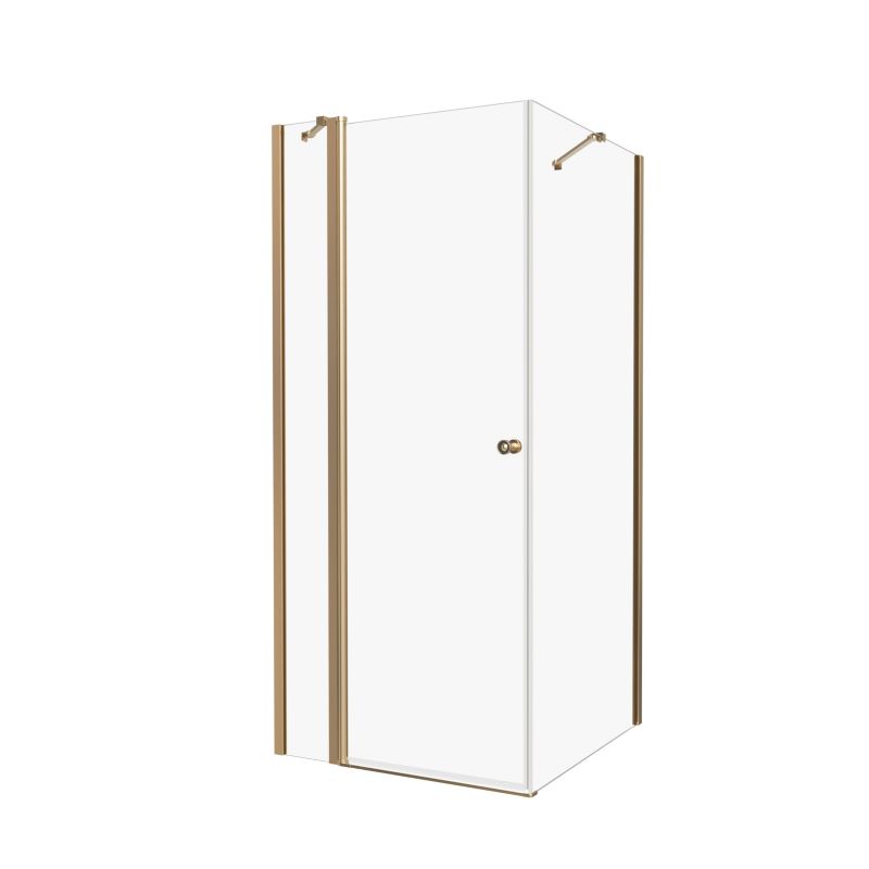 Kvadratisk Brusekabine 80x80 cm Guld Transparent Glas