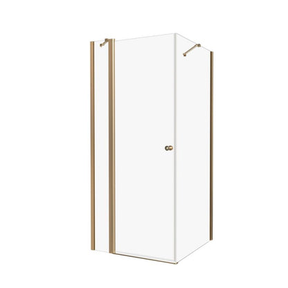 Kvadratisk Brusekabine 80x80 cm Guld Transparent Glas