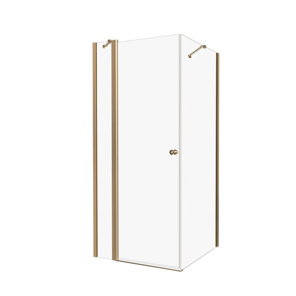Kvadratisk Brusekabine 80x80 cm Guld Transparent Glas