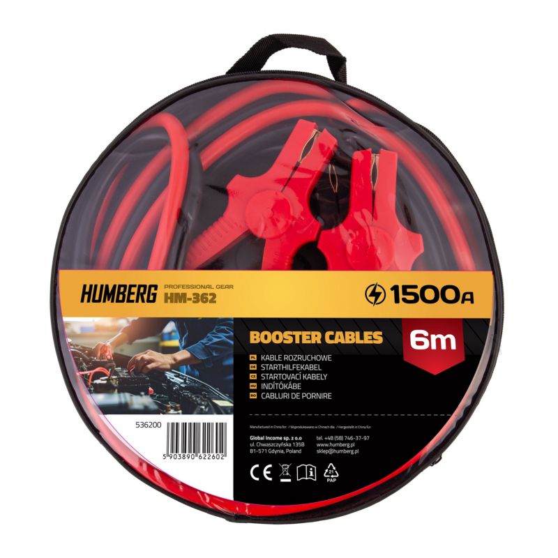 Startkabler Humberg 6 m 1500 A, 1 stk.