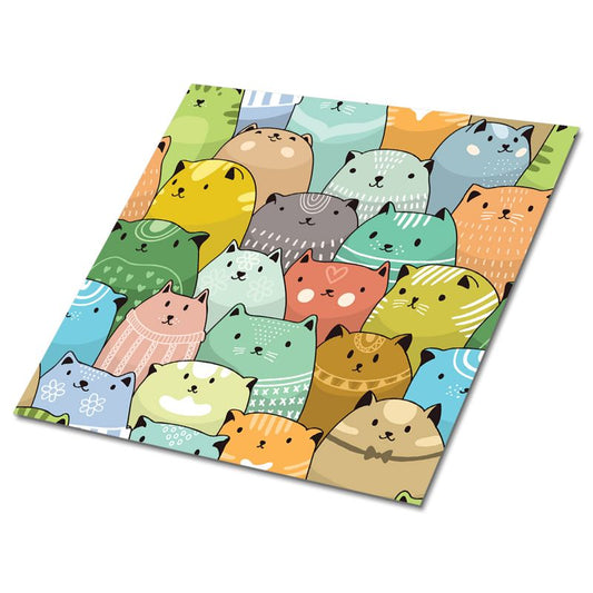 Selvklæbende fliser Tulup farverige katte 30x30 cm 9 stk.