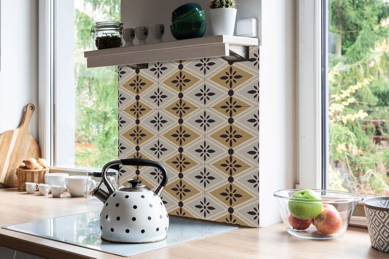 Selvklæbende vinylfliser Tulup med blomsterdesign 30 x 30 cm, 9 stk.