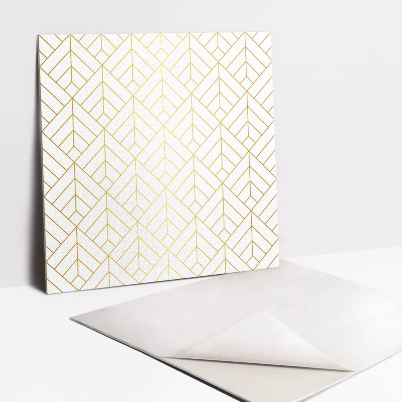 Selvklæbende fliser Tulup gyldent geometrisk mønster 30x30 cm 9 stk.