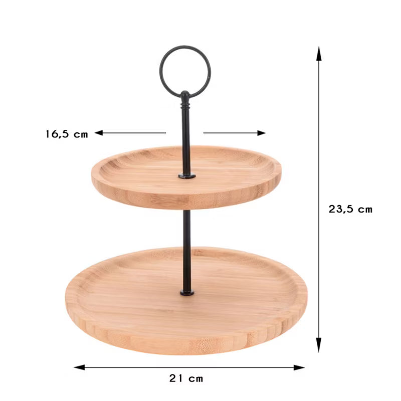 Kageopsats Bambus 2 Niveauer Ø21,5 cm Brun