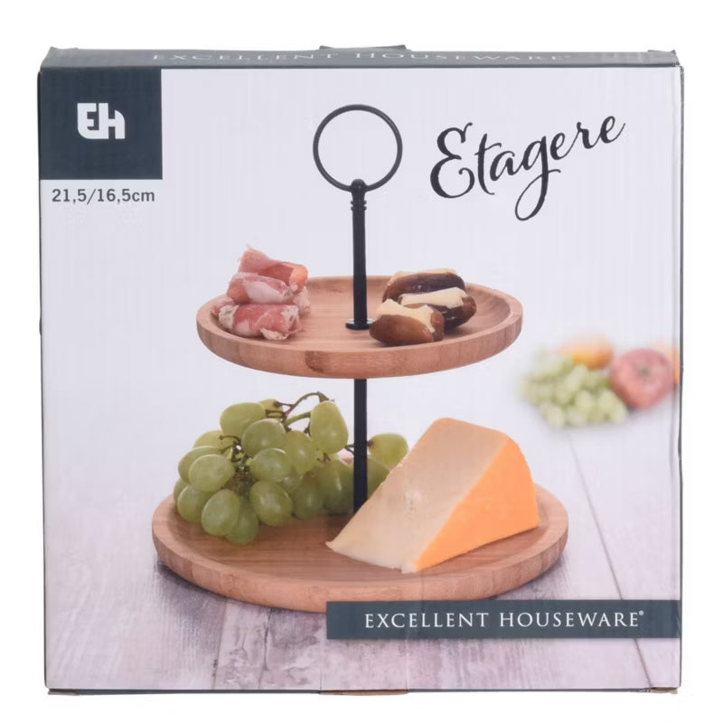 Kageopsats Bambus 2 Niveauer Ø21,5 cm Brun