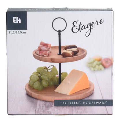 Kageopsats Bambus 2 Niveauer Ø21,5 cm Brun