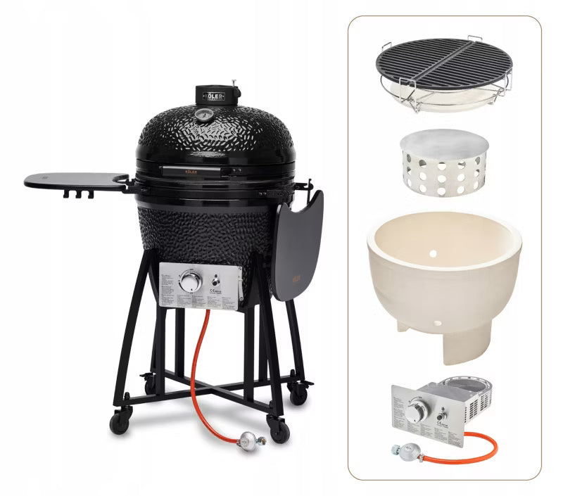 Kamado Grill Hybrid Kul & Gas 56 cm Sort