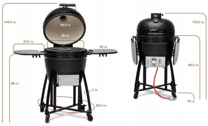 Kamado Grill Hybrid Kul & Gas 56 cm Sort