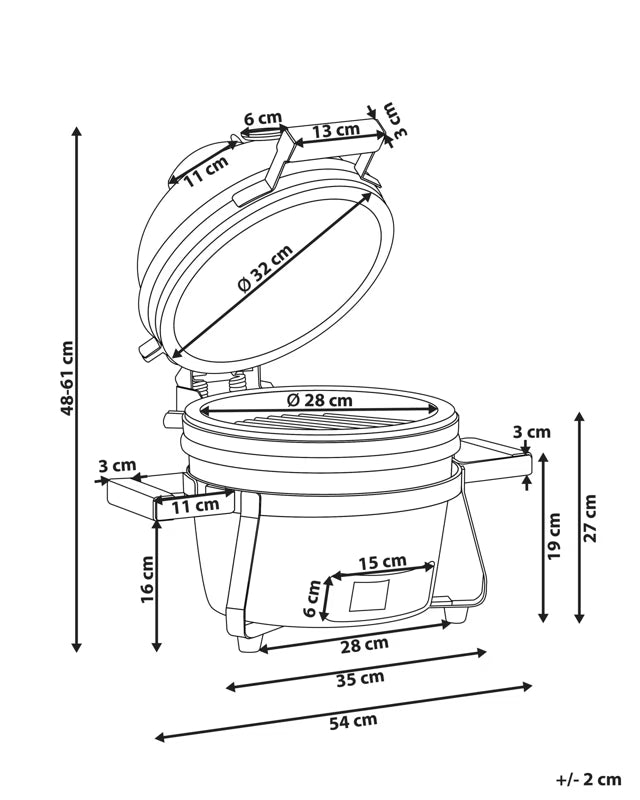 Kamado Kulgrill 54x35x48 cm Keramisk Sort
