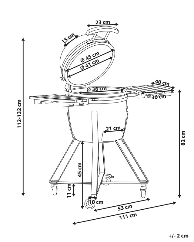 Kamado Kulgrill 111x53x112 cm Keramisk Sort