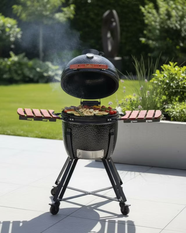 Kamado Kulgrill 111x53x112 cm Keramisk Sort