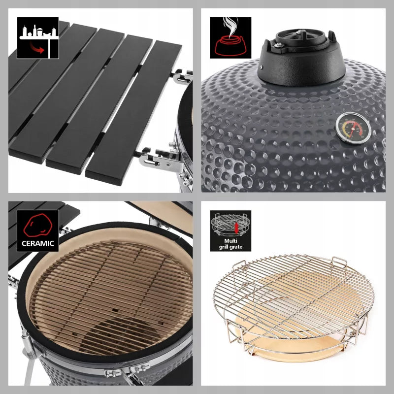 Kamado XL Kulgrill Keramisk Ø48 cm Sort