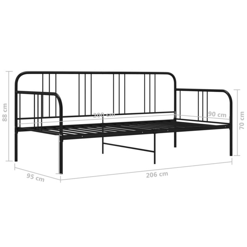 Sovesofa VidaXL Sort Metalstel 206x95x88 cm