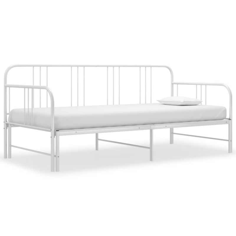 Kanapa med udtræksseng 206x98x88 cm Hvid Metal