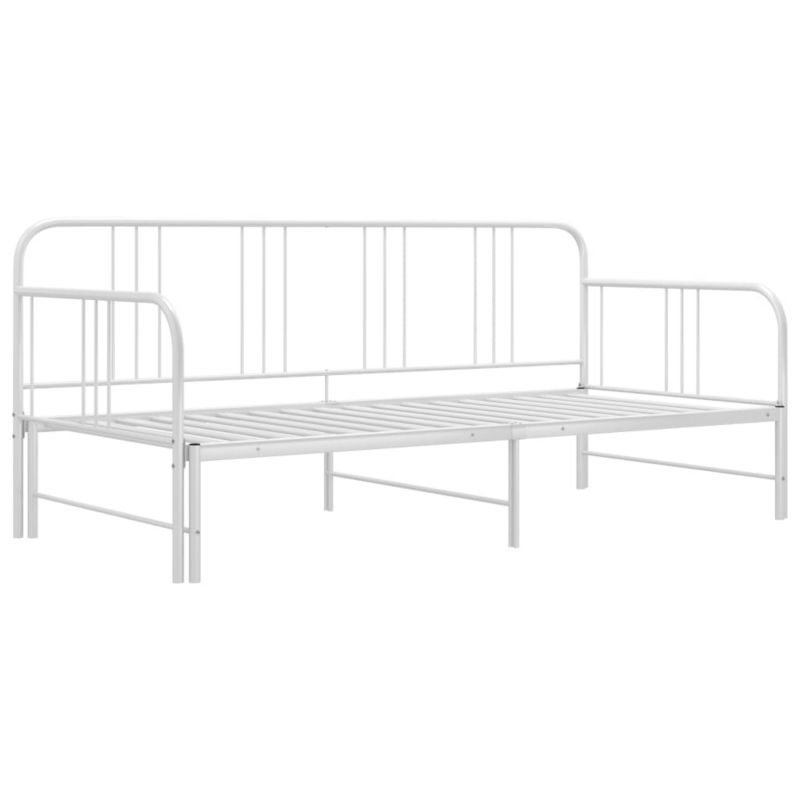 Kanapa med udtræksseng 206x98x88 cm Hvid Metal