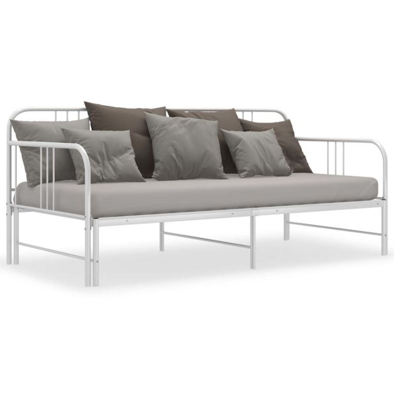Kanapa med udtræksseng 206x98x88 cm Hvid Metal