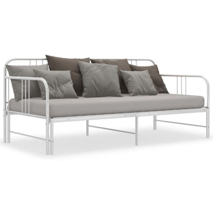 Kanapa med udtræksseng 206x98x88 cm Hvid Metal