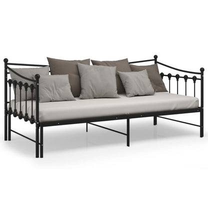 Kanapa Med Udtræksseng Sort Metal 206x184 cm