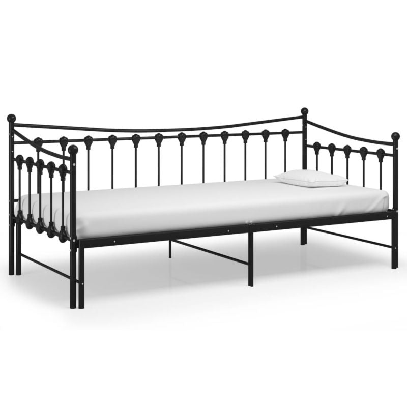Kanapa Med Udtræksseng Sort Metal 206x184 cm