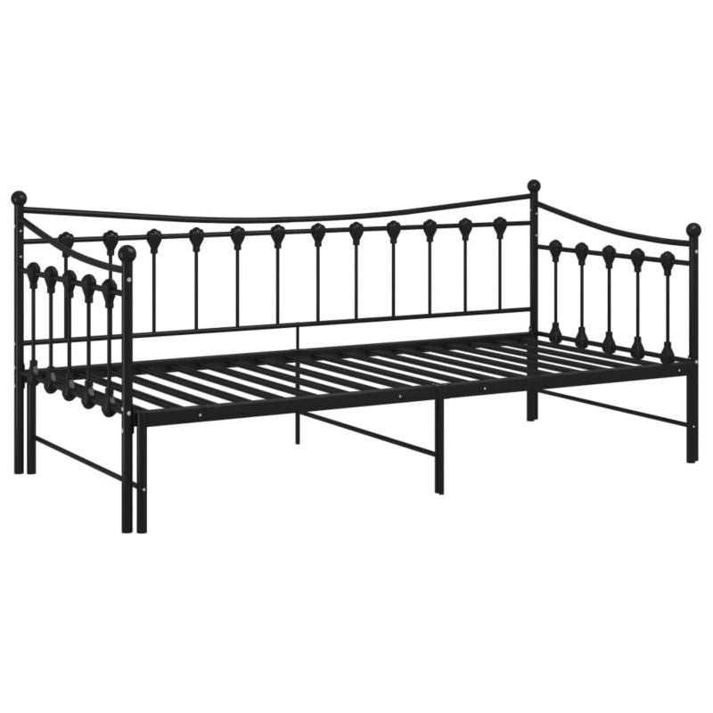 Kanapa Med Udtræksseng Sort Metal 206x184 cm
