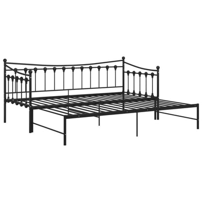 Kanapa Med Udtræksseng Sort Metal 206x184 cm
