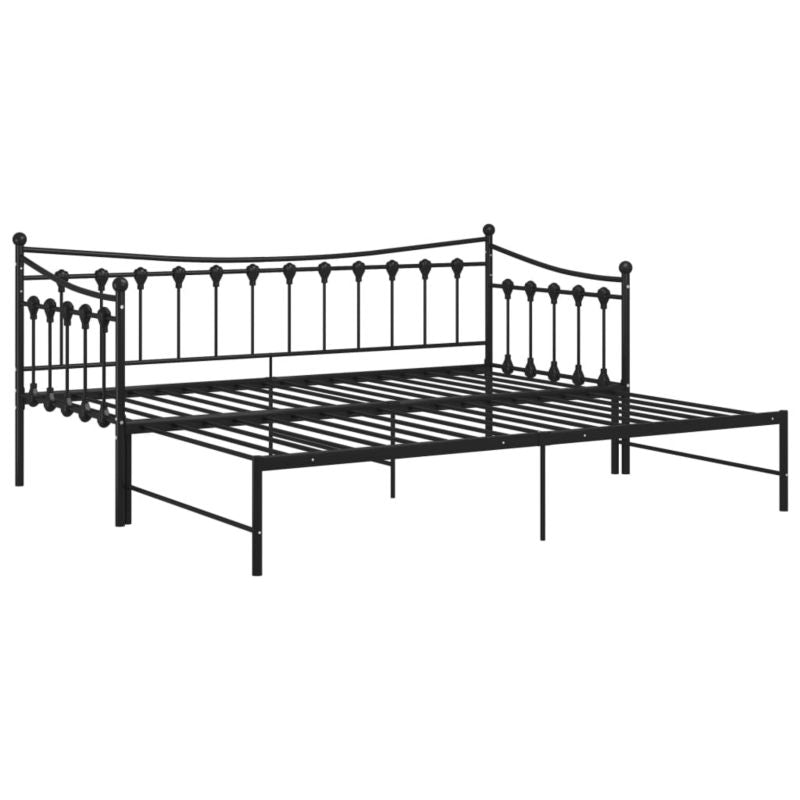 Kanapa Med Udtræksseng Sort Metal 206x184 cm