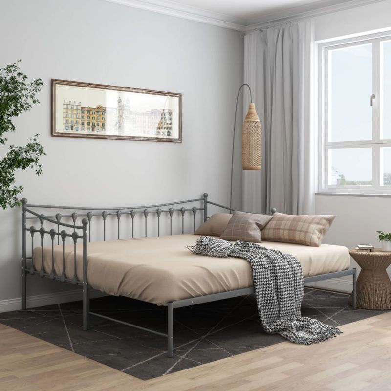 Kanapa med udtræksseng 206x95 cm Grå Metal