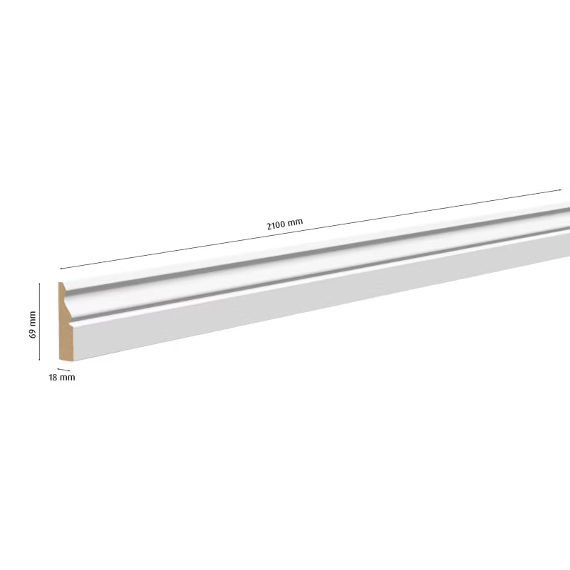 Karnisliste MDF 18x69x2100 mm Hvid Ogee