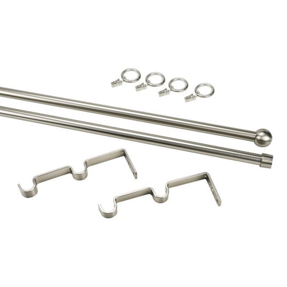 Dobbelt kugle gardinstang 16 mm 160 cm sølv
