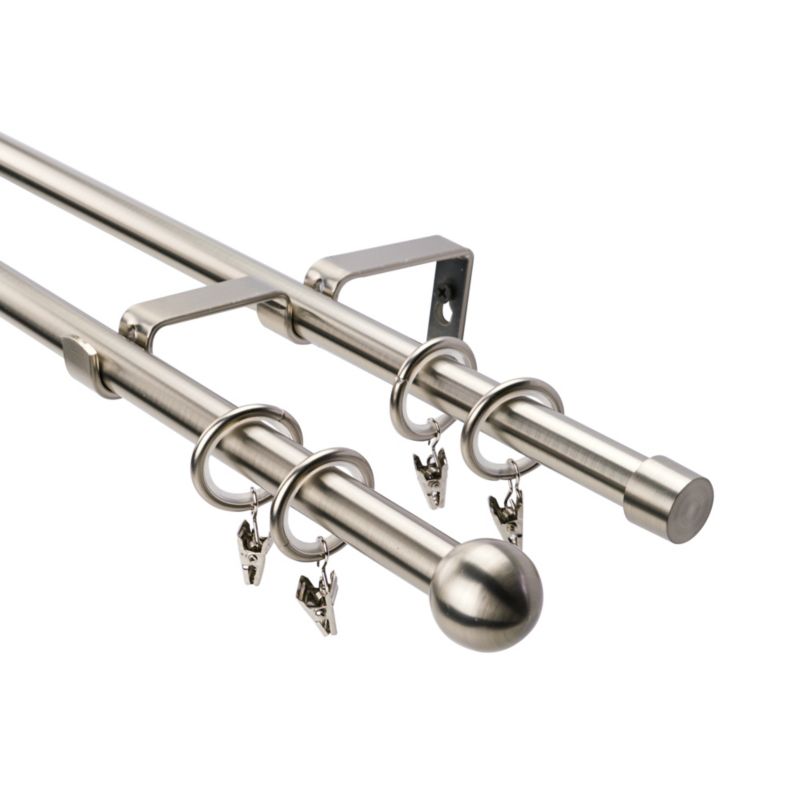 Dobbelt kuglestang 16 mm 200 cm i sølv