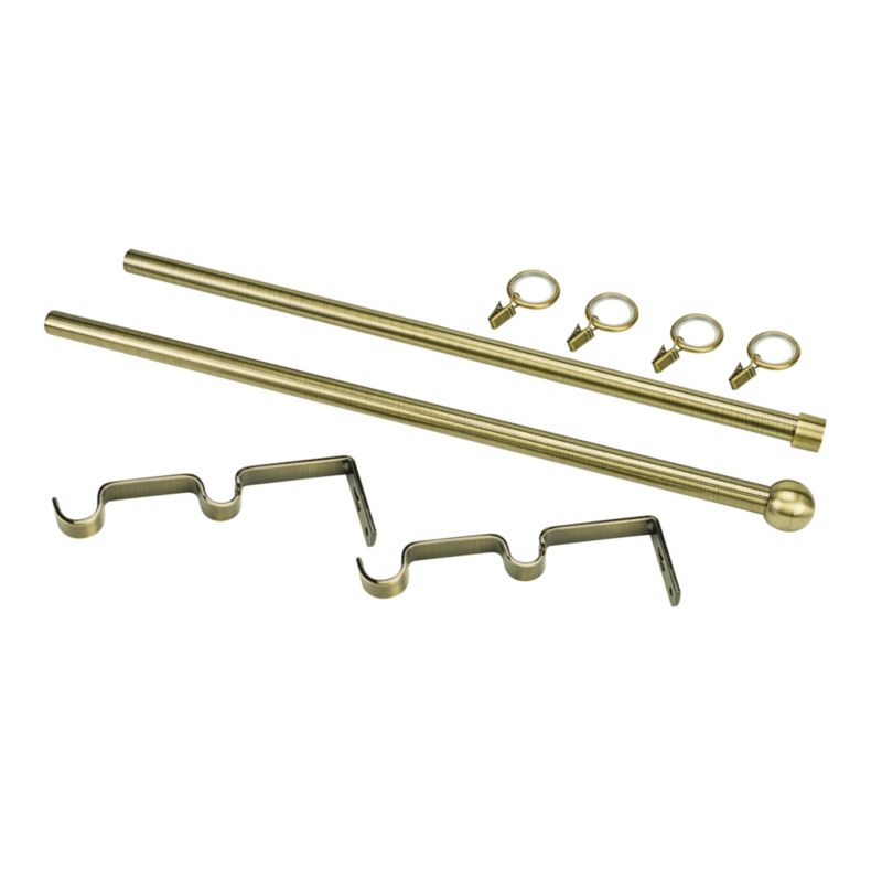 Dobbelt gardinstang med kugle 16 mm 200 cm i guld