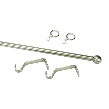 Enkelt gardinstang med kugle 16 mm 160 cm sølv